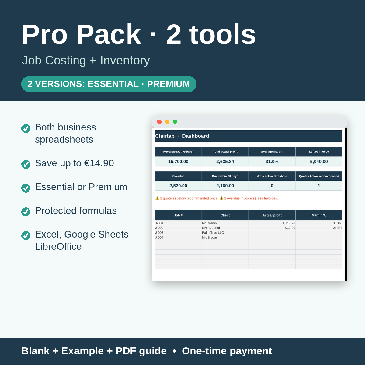 Pro Pack — Job Costing + Inventory